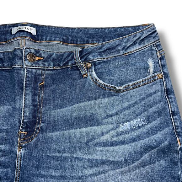 Vigoss Womens Marley Fit Denim Blue Jean Shorts Mid Rise Stretch Dark Wash Sz 18 - Picture 3 of 8